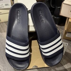 adidas Navy and White Slide Sandals